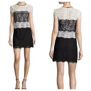 MILLY Womens Dress Size 2 Black Layered Sheath Lace Illusion GABRIELLE $495